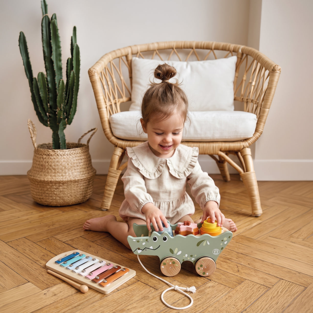 Speedy Monkey Dragleksak Croco med xylofon & aktivitet – lifestylebild