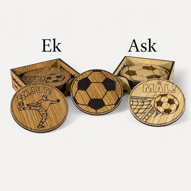 Glasunderlägg i trä Fotbolls-VM Matchögonblick, 6-pack (⌀ 9,6cm)
