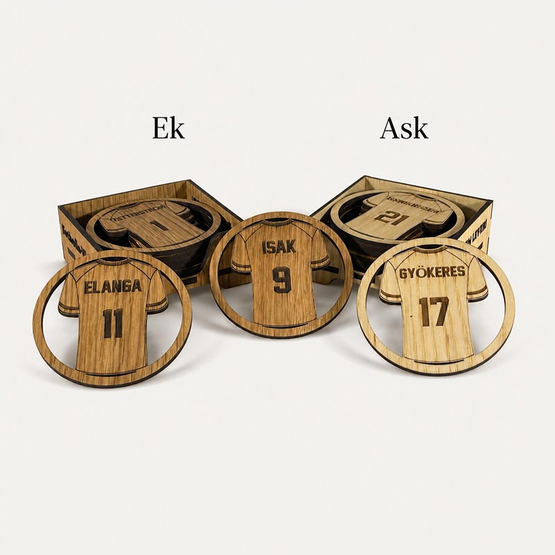 Glasunderlägg i trä Fotbolls-VM Våra Hjältar, 6-pack (⌀ 9,6cm)