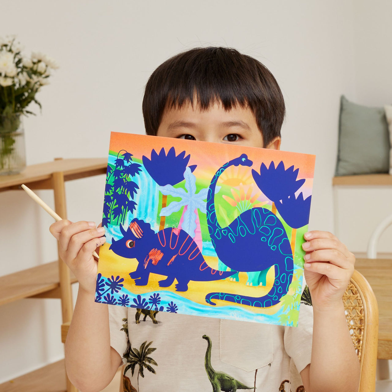 Tiger Tribe Skrapkonst Scratch Art Dinosaur (8 ark)