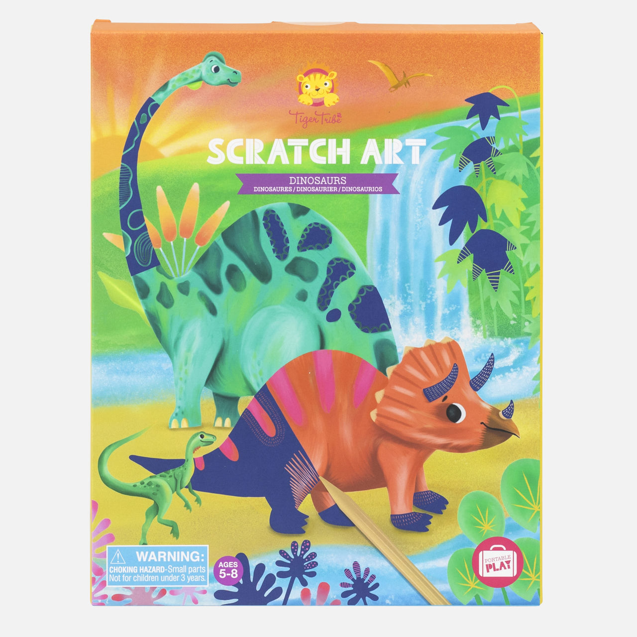 Tiger Tribe Skrapkonst Scratch Art Dinosaur (8 ark)
