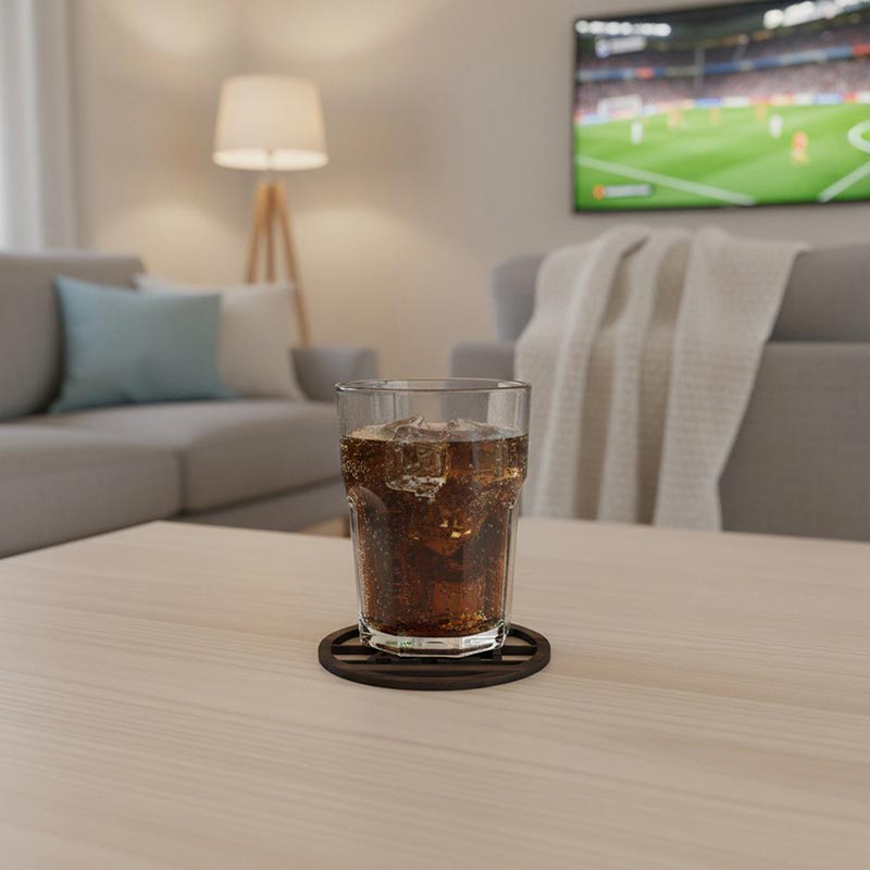 Glasunderlägg i trä Fotbolls-VM Hejarop, 6-pack (⌀ 9,6cm)