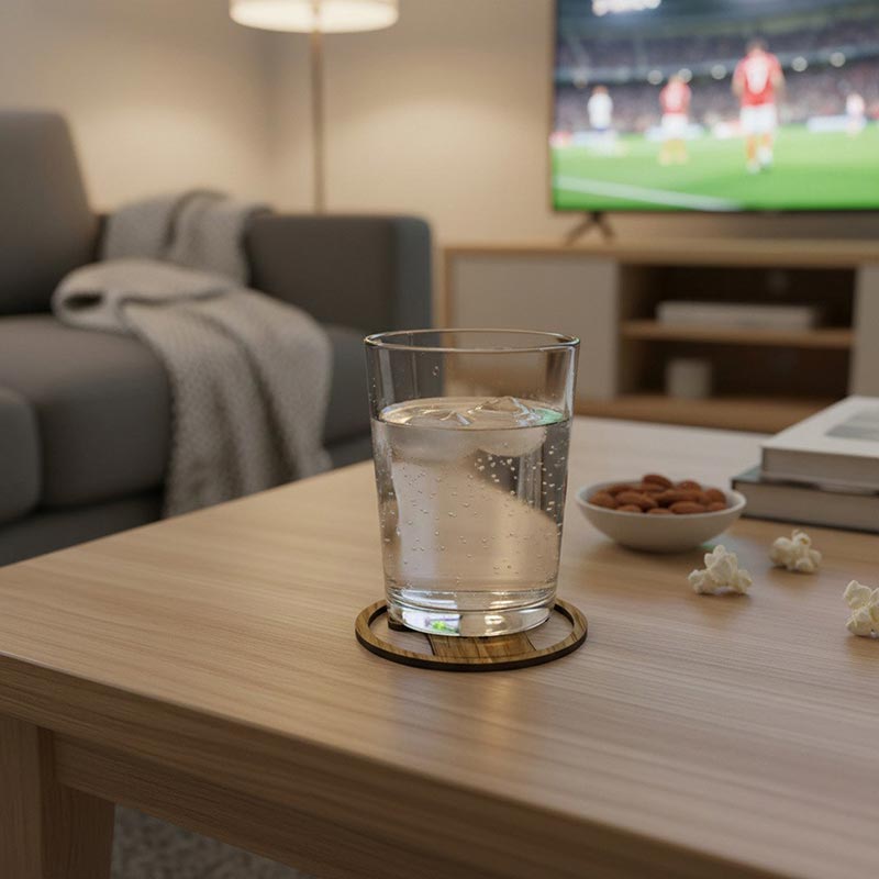 Glasunderlägg i trä Fotbolls-VM Våra Hjältar, 6-pack (⌀ 9,6cm)