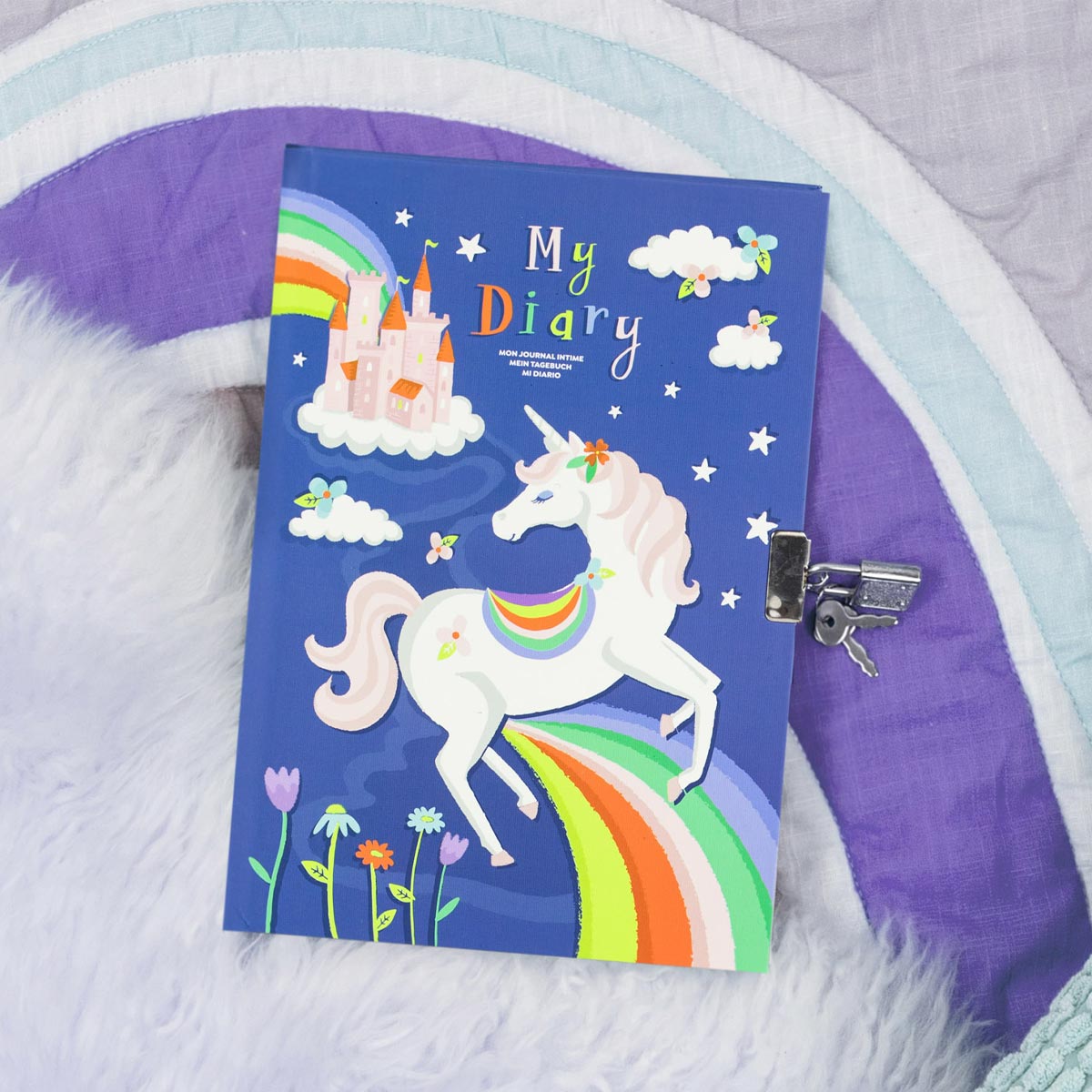Tiger Tribe Dagbok med lås Unicorn Rainbows (120 sidor)