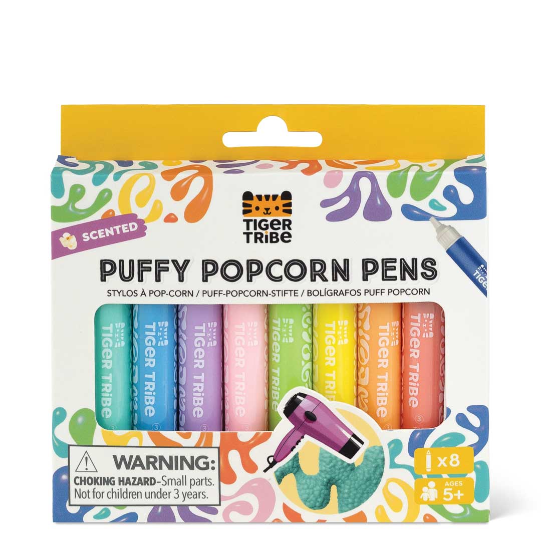 Tiger Tribe Tuschpennor 3D med doft av popcorn (8-pack)