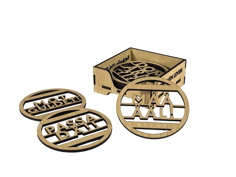 Glasunderlägg i trä Fotbolls-VM Hejarop, 6-pack (⌀ 9,6cm)