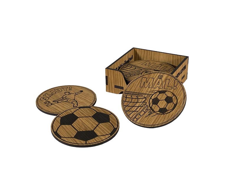 Glasunderlägg i trä Fotbolls-VM Matchögonblick, 6-pack (⌀ 9,6cm)
