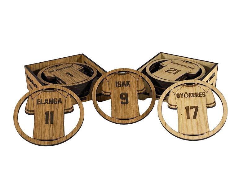 Glasunderlägg i trä Fotbolls-VM Våra Hjältar, 6-pack (⌀ 9,6cm)