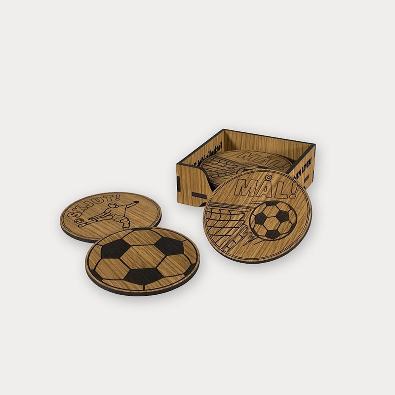 Glasunderlägg i trä Fotbolls-VM Matchögonblick, 6-pack (⌀ 9,6cm)