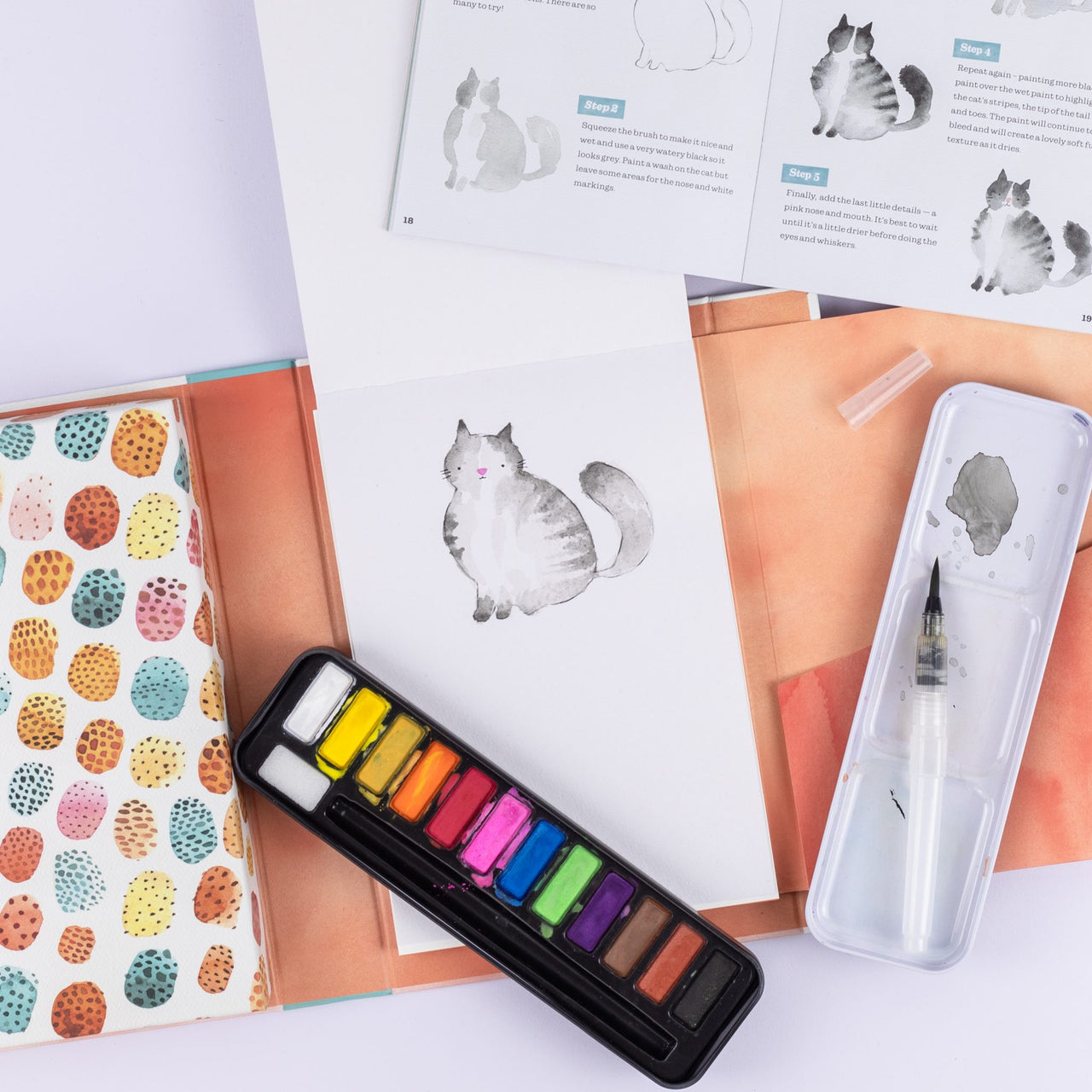 Tiger Tribe Målarset How to Paint Watercolour Animals
