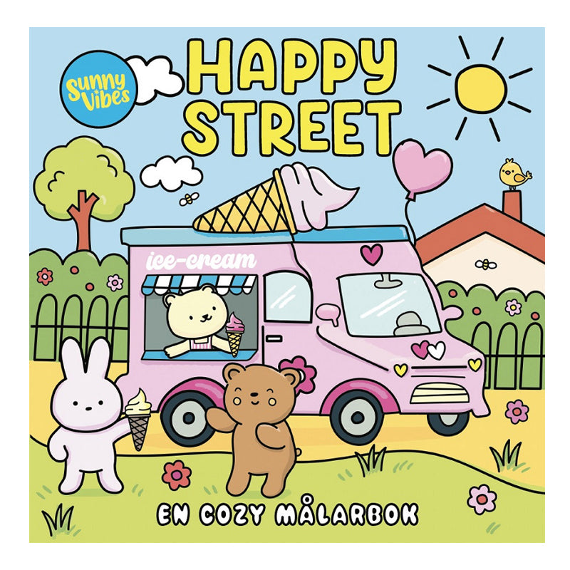 Sunny vibes - Happy Street målarbok (48 sidor)