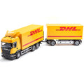 Emek Scania lastbil med gul DHL-anhænger 1:25