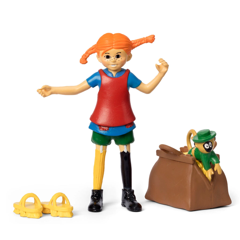 Pippi figursæt Pippi Langstrømpe med kuffert