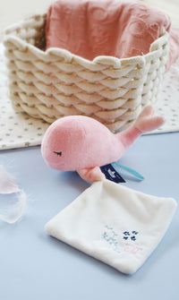 Thumbnail for Doudou Et Compagnie Rosa gosedjur med snuttefilt Wale (15cm)