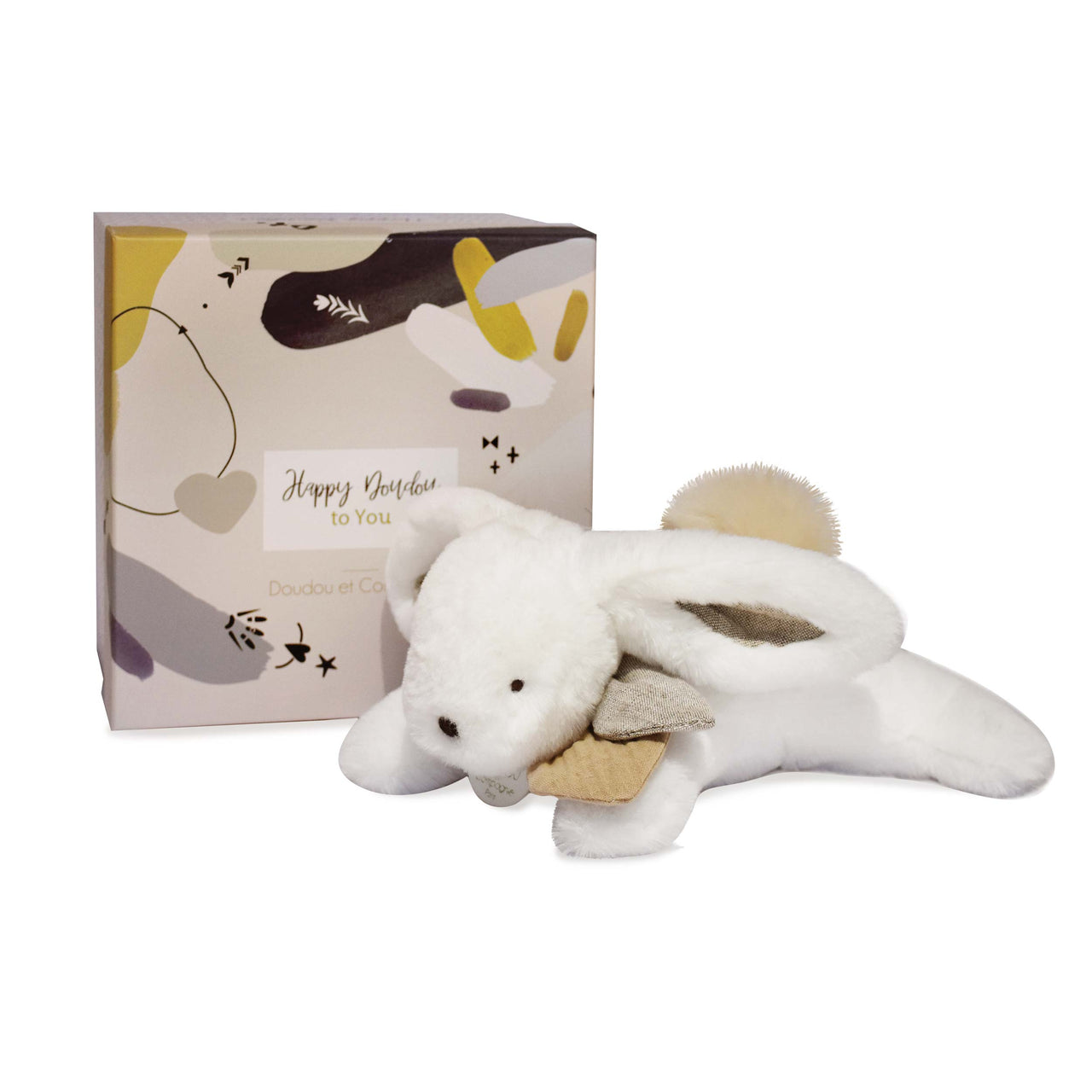 Doudou Et Compagnie Presentlåda Happy Wild Pompom Bunny Beige