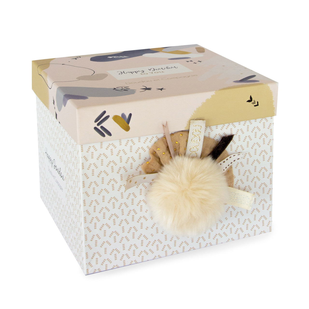 Doudou Et Compagnie Presentlåda Happy Wild Pompom Bunny Beige