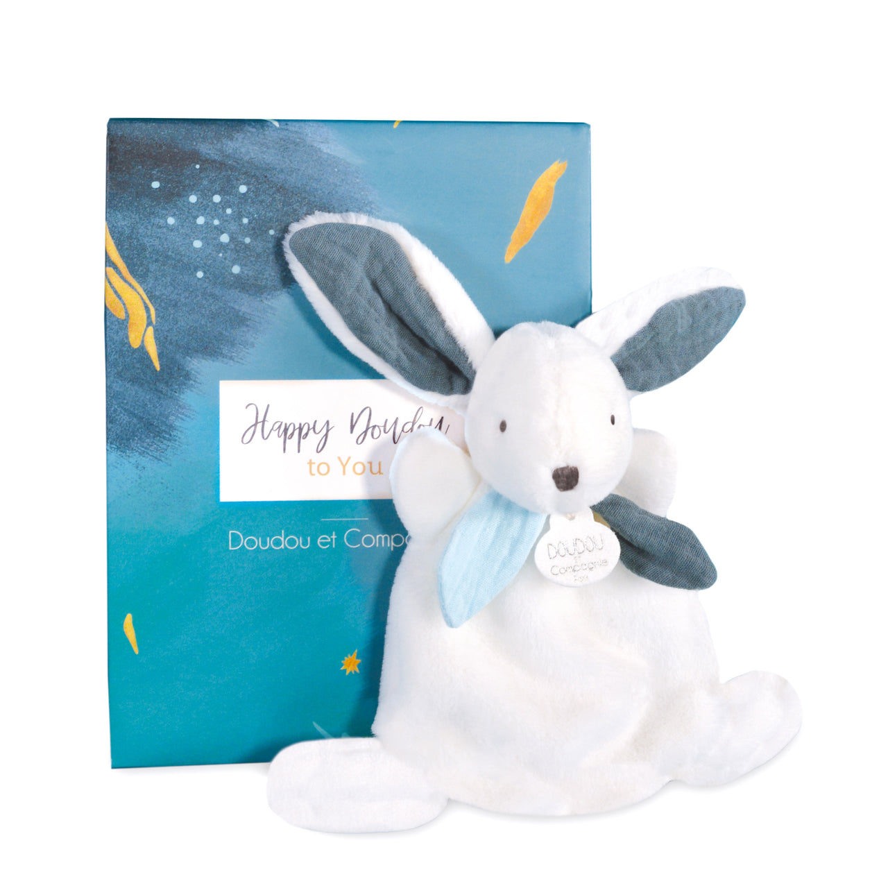 Doudou Et Compagnie Snuttefilt Påfågelsblå Happy Pop (17cm)
