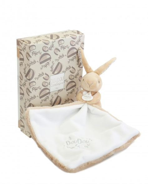 Doudou Et Compagnie Presentbox Beige kanin med snuttefilt