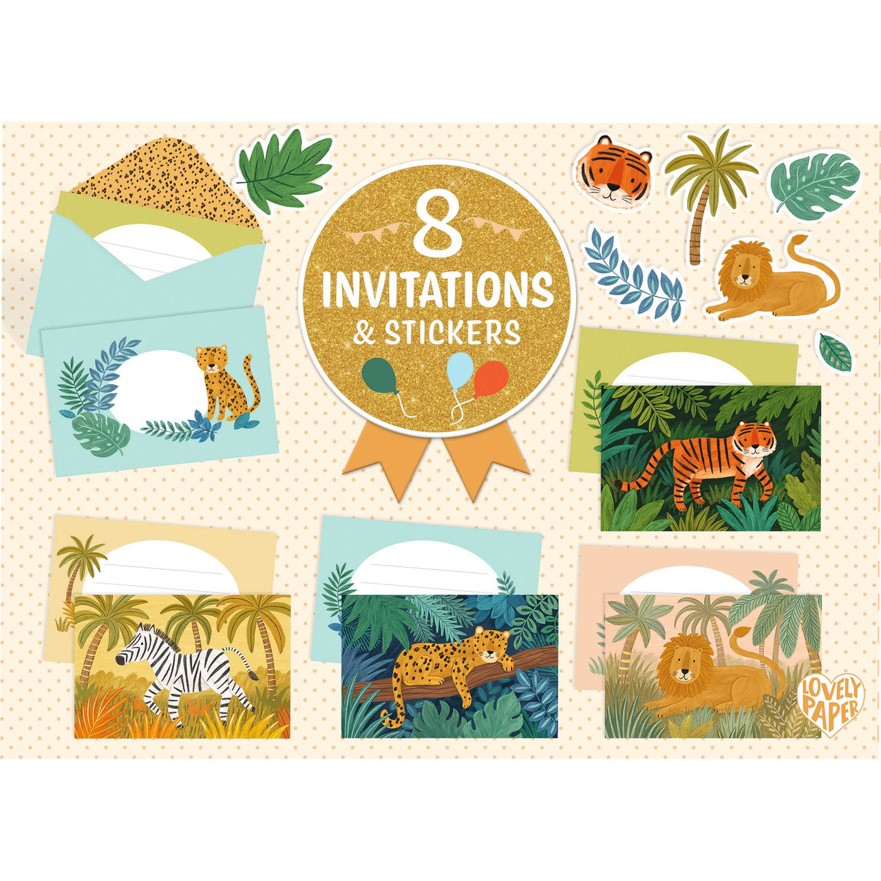 Djeco Inbjudningskort Jungle Animals (8st)
