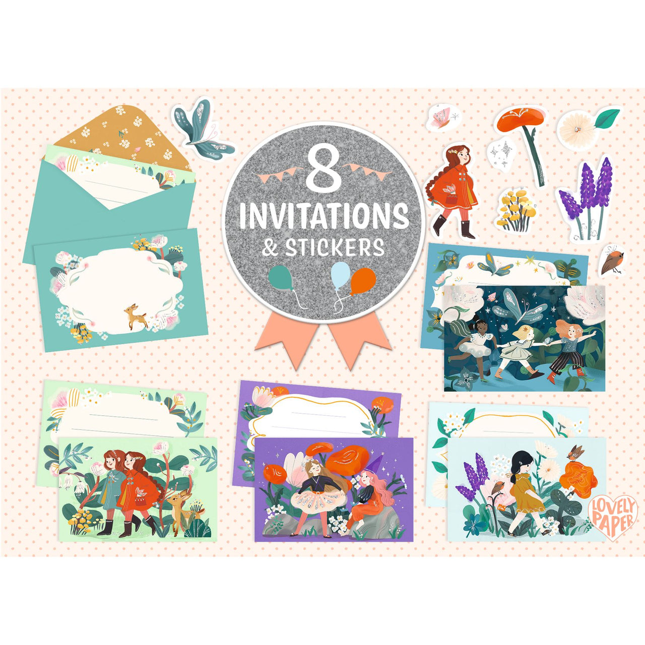 Djeco Inbjudningskort Garden Friends (8st)