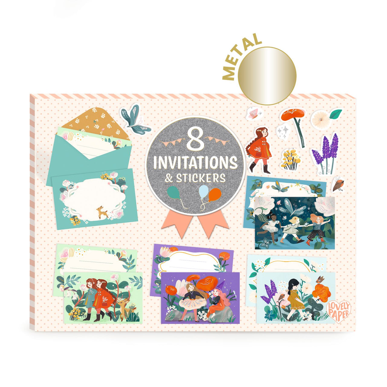 Djeco Inbjudningskort Garden Friends (8st)