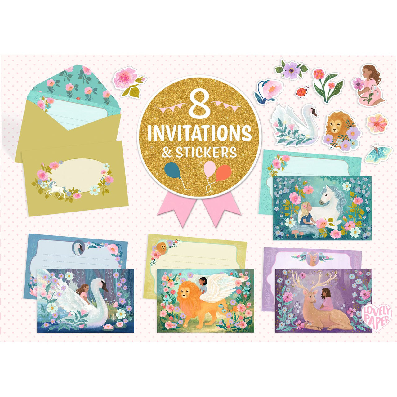 Djeco Inbjudningskort Marvelous Creatures (8st)