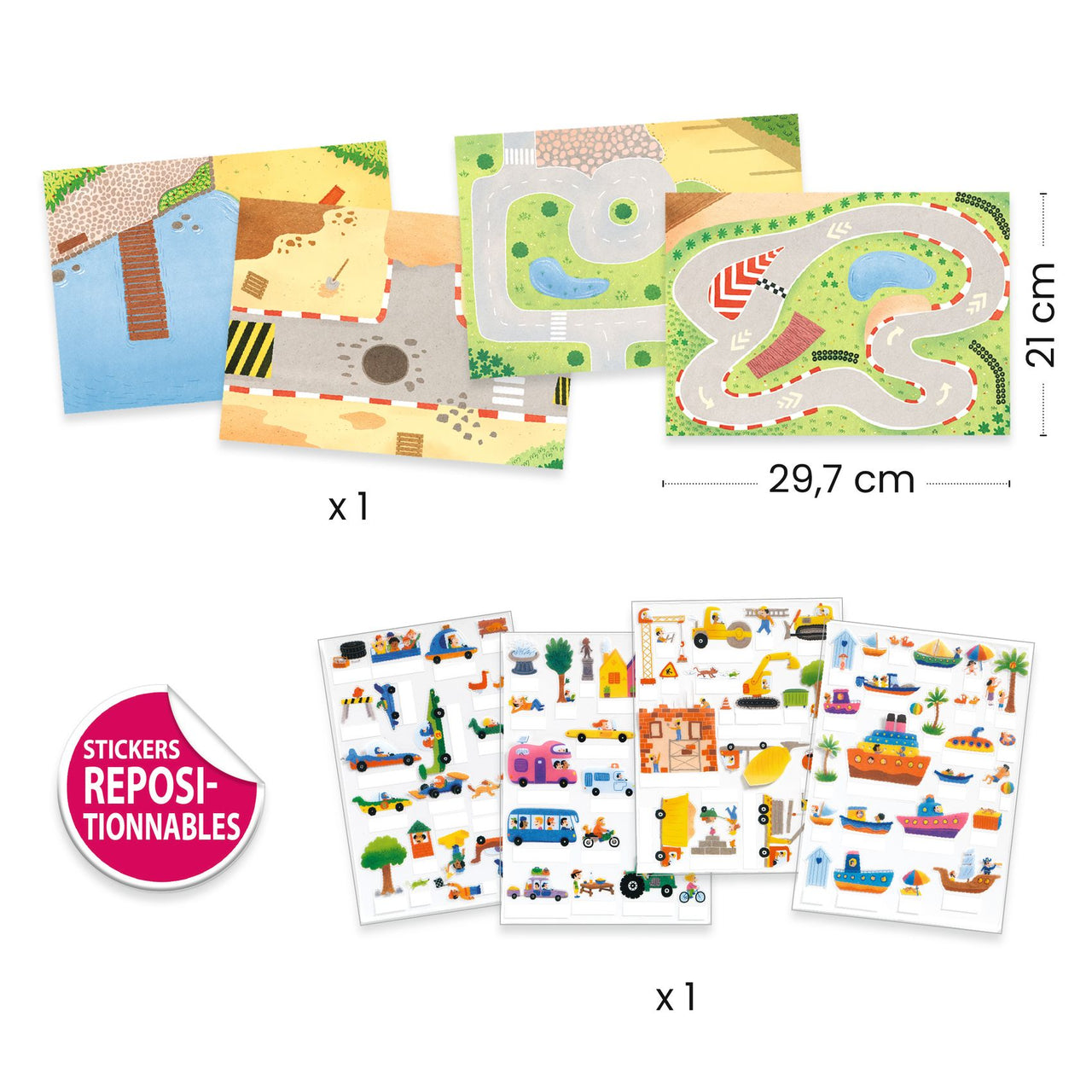 Djeco Återanvändbara klistermärken Lift-Up Stickers Vehicles (80st)