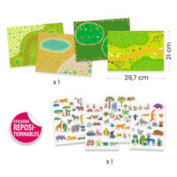Thumbnail for Djeco Återanvändbara klistermärken Lift-Up Stickers Animals (80st)
