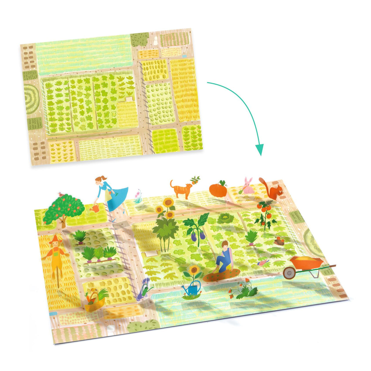 Djeco Återanvändbara klistermärken Lift-Up Stickers Farm (80st)