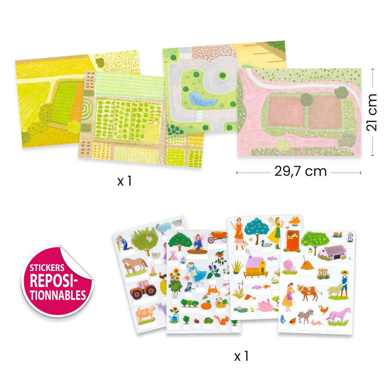 Djeco Återanvändbara klistermärken Lift-Up Stickers Farm (80st)
