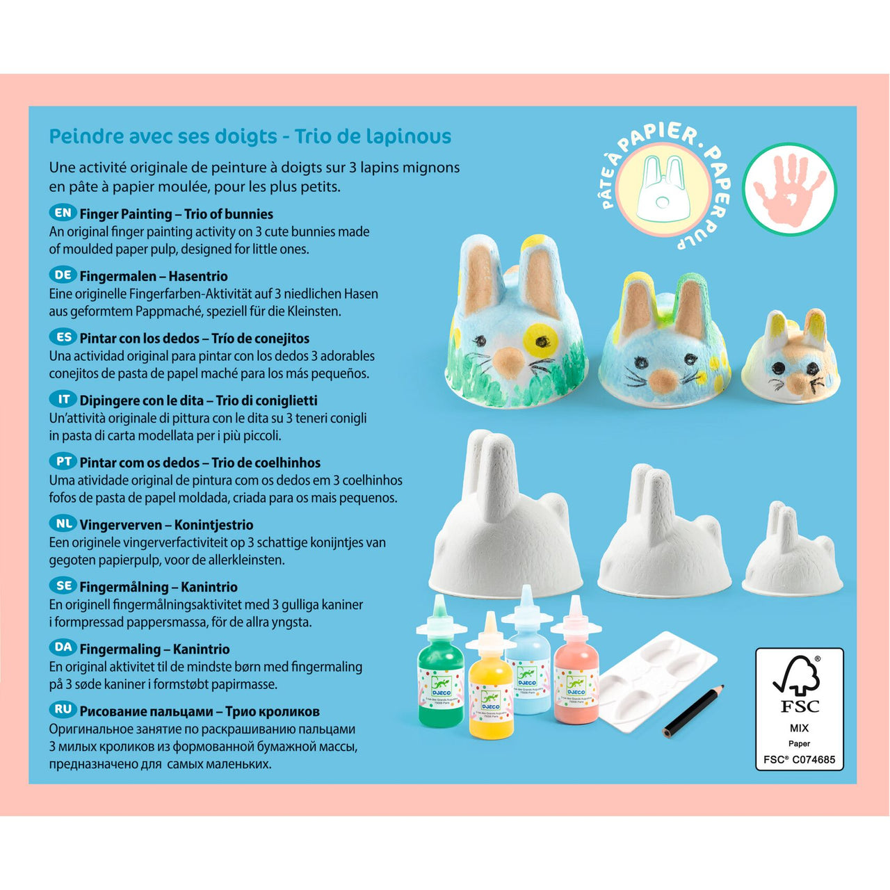 Djeco Fingerfärg Bunny Trio