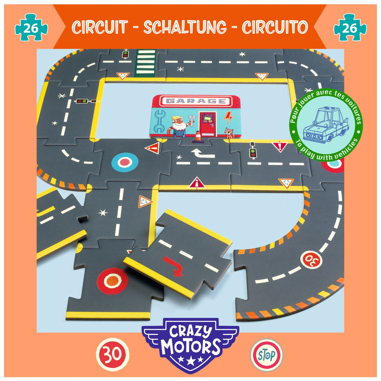 Djeco Pussel Crazy Motors Circuit (26 bitar)