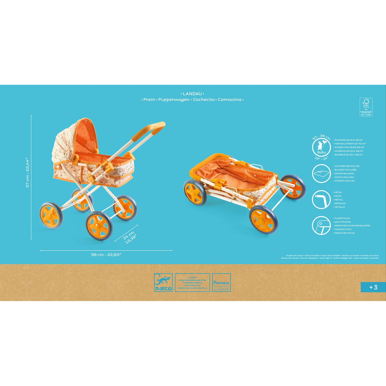 Djeco POMEA Dockvagn (54x57x36cm)