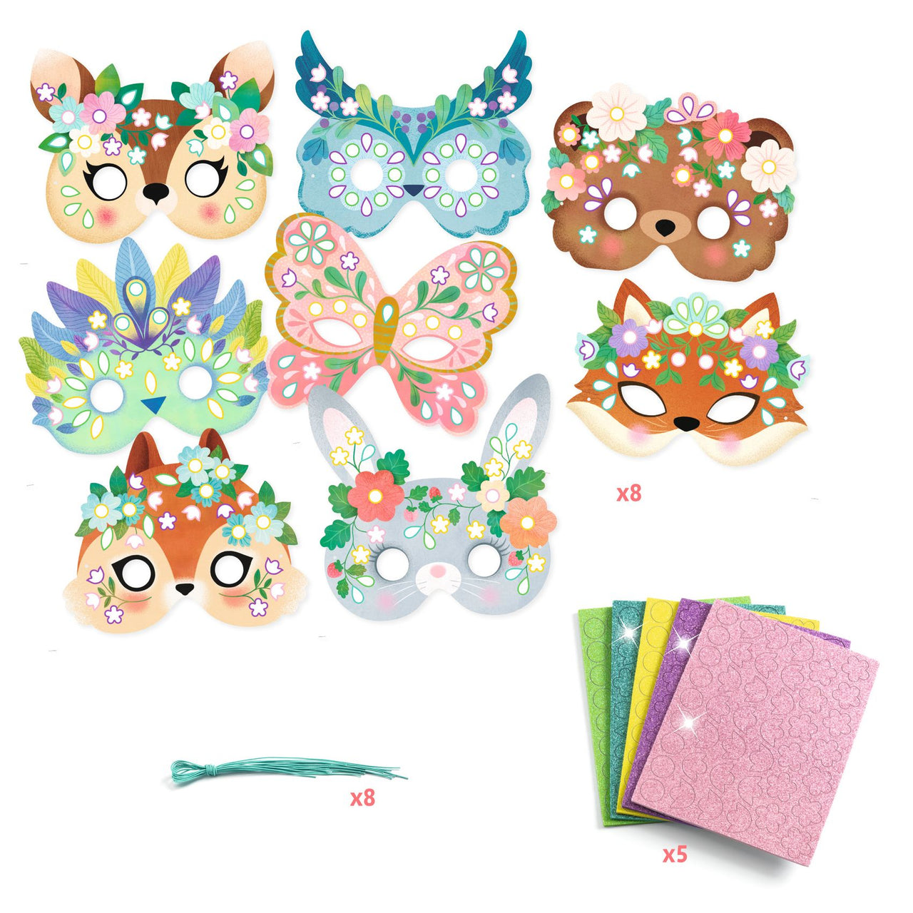 Djeco DIY Masker Skogsdjur (8 st)