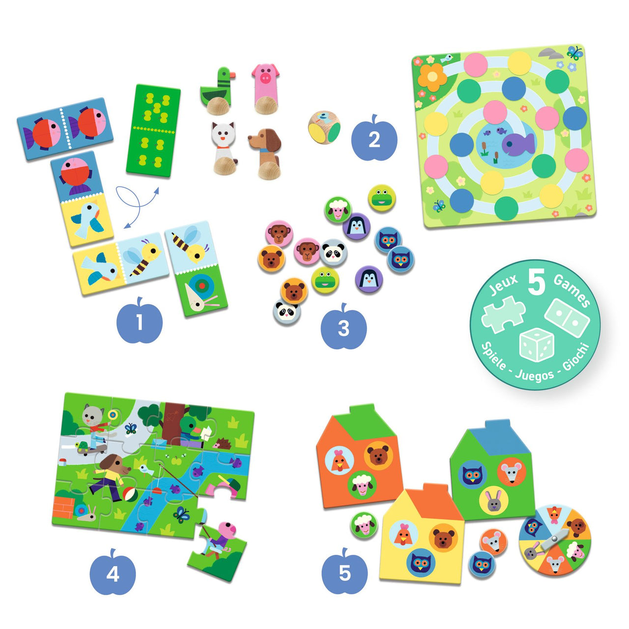 Djeco Spel 5-i-1 At the Farm