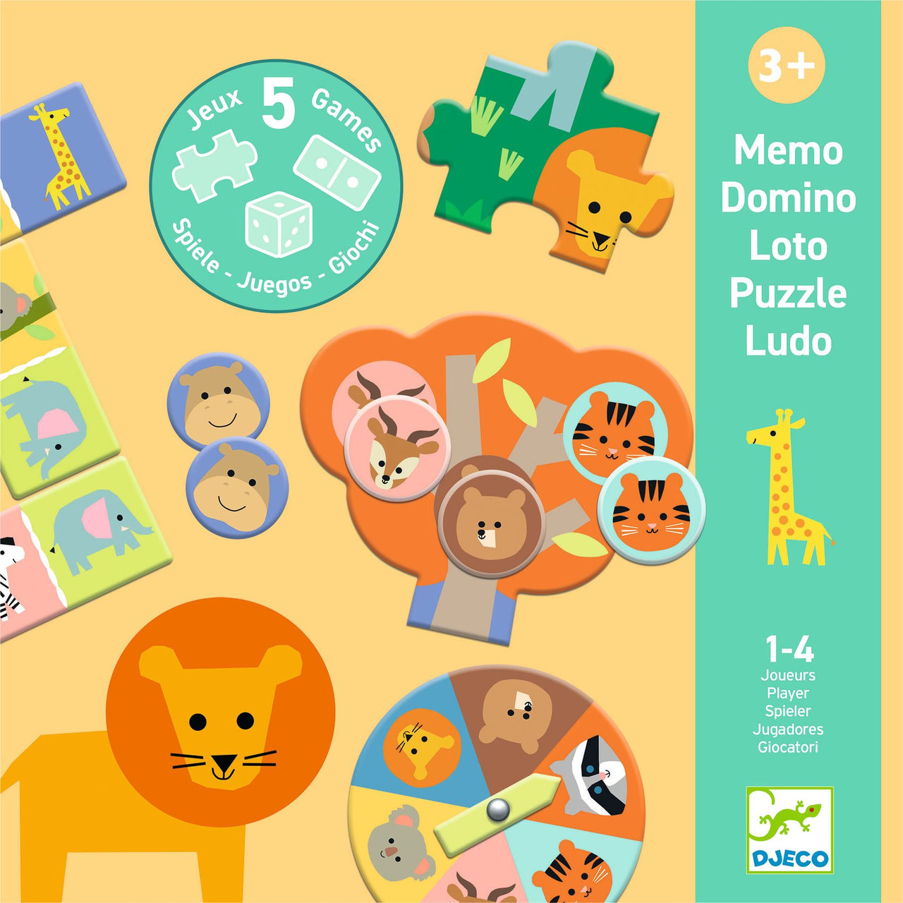 Djeco Spel 5-i-1 Wild Animals