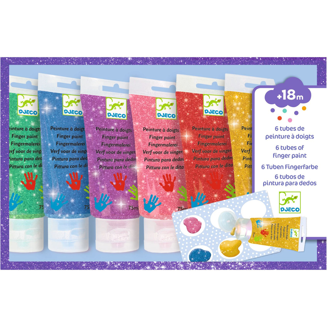 Djeco Fingerfärg Glitter (6 tuber)