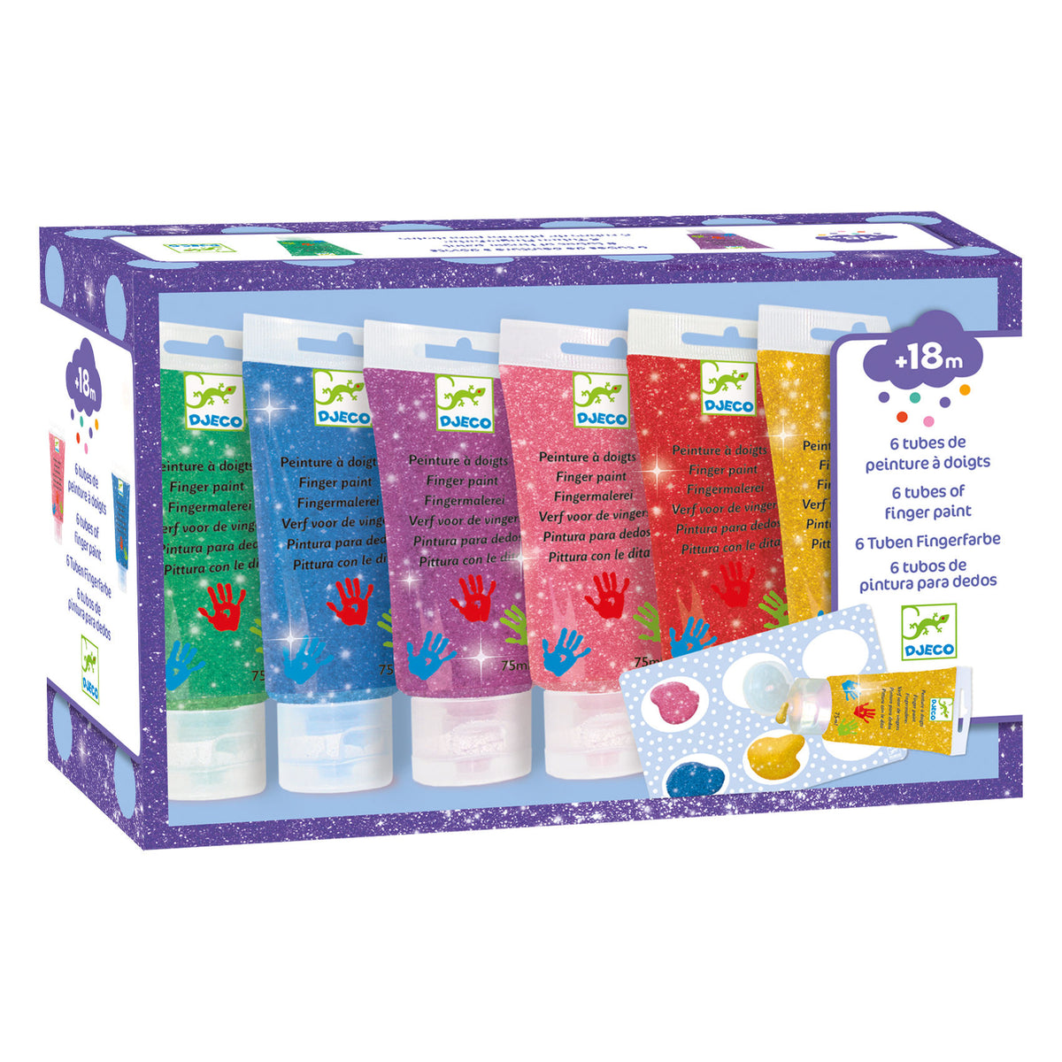 Djeco Fingerfärg Glitter (6 tuber)
