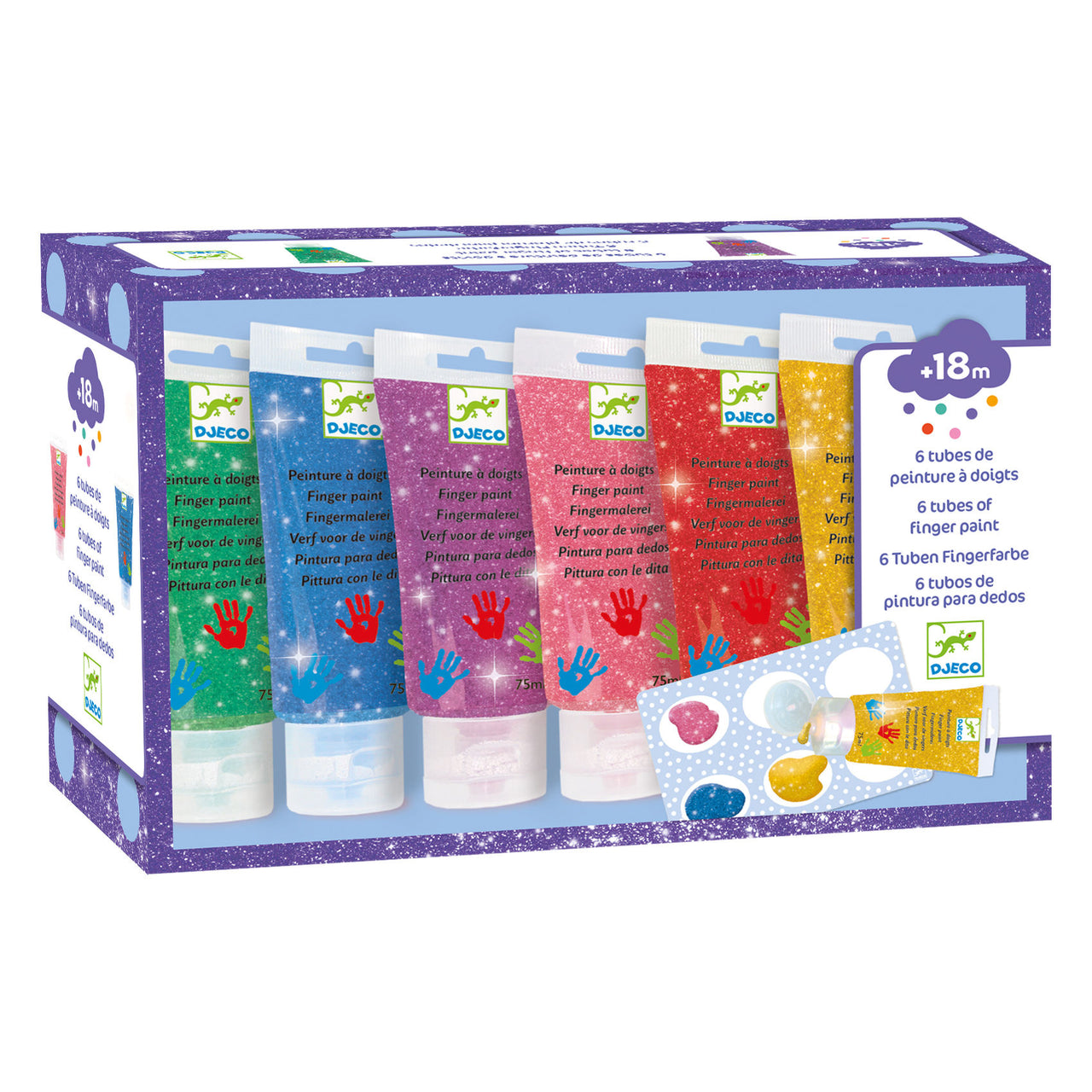 Djeco Fingerfärg Glitter (6 tuber)