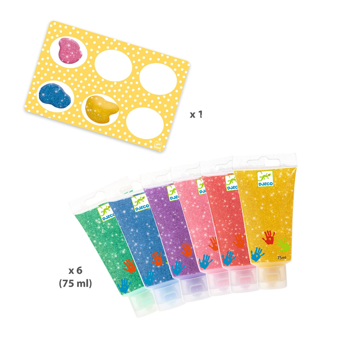 Djeco Fingerfärg Glitter (6 tuber)
