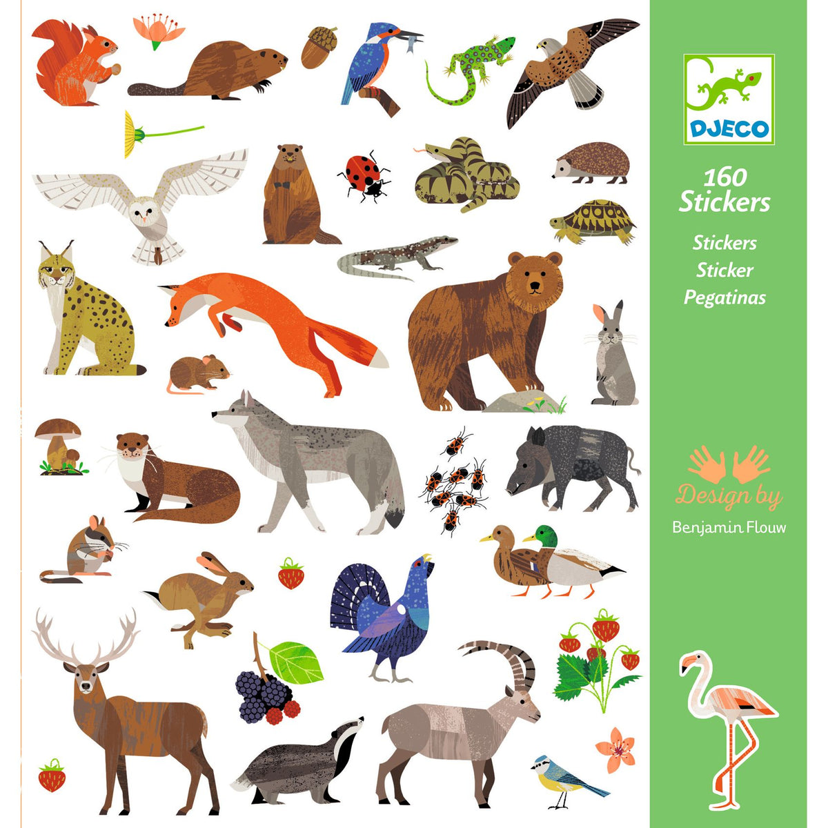 Djeco Klistermärken Fauna (160st)