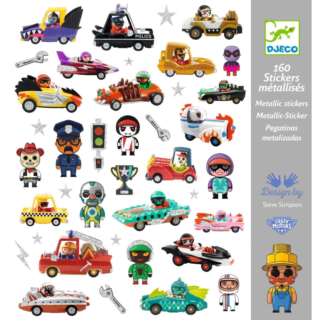 Djeco Klistermärken The World of Crazy Motors (160st)