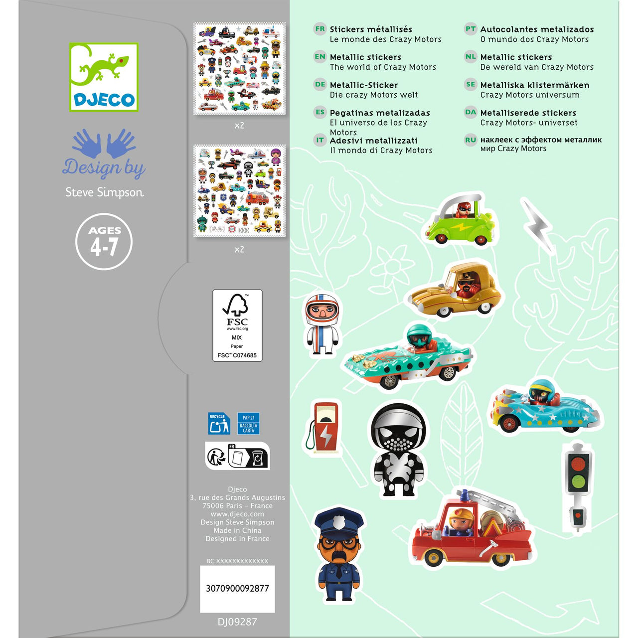 Djeco Klistermärken The World of Crazy Motors (160st)