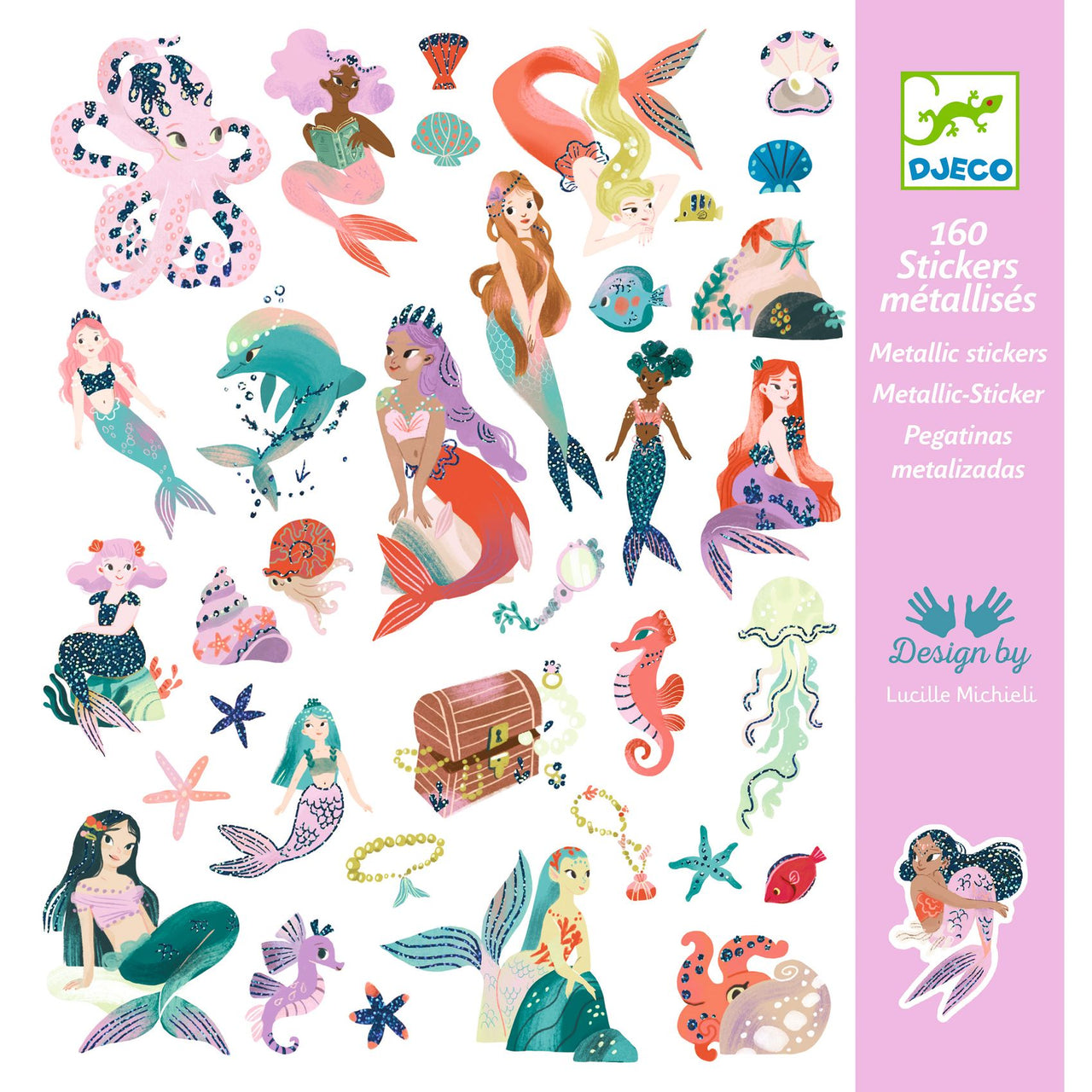 Djeco Klistermärken Sparkly Mermaids (160 st)