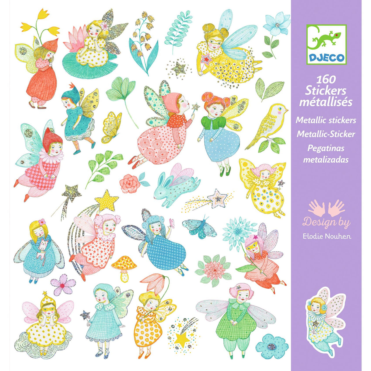 Djeco Klistermärken Sparkly Fairies (160st)