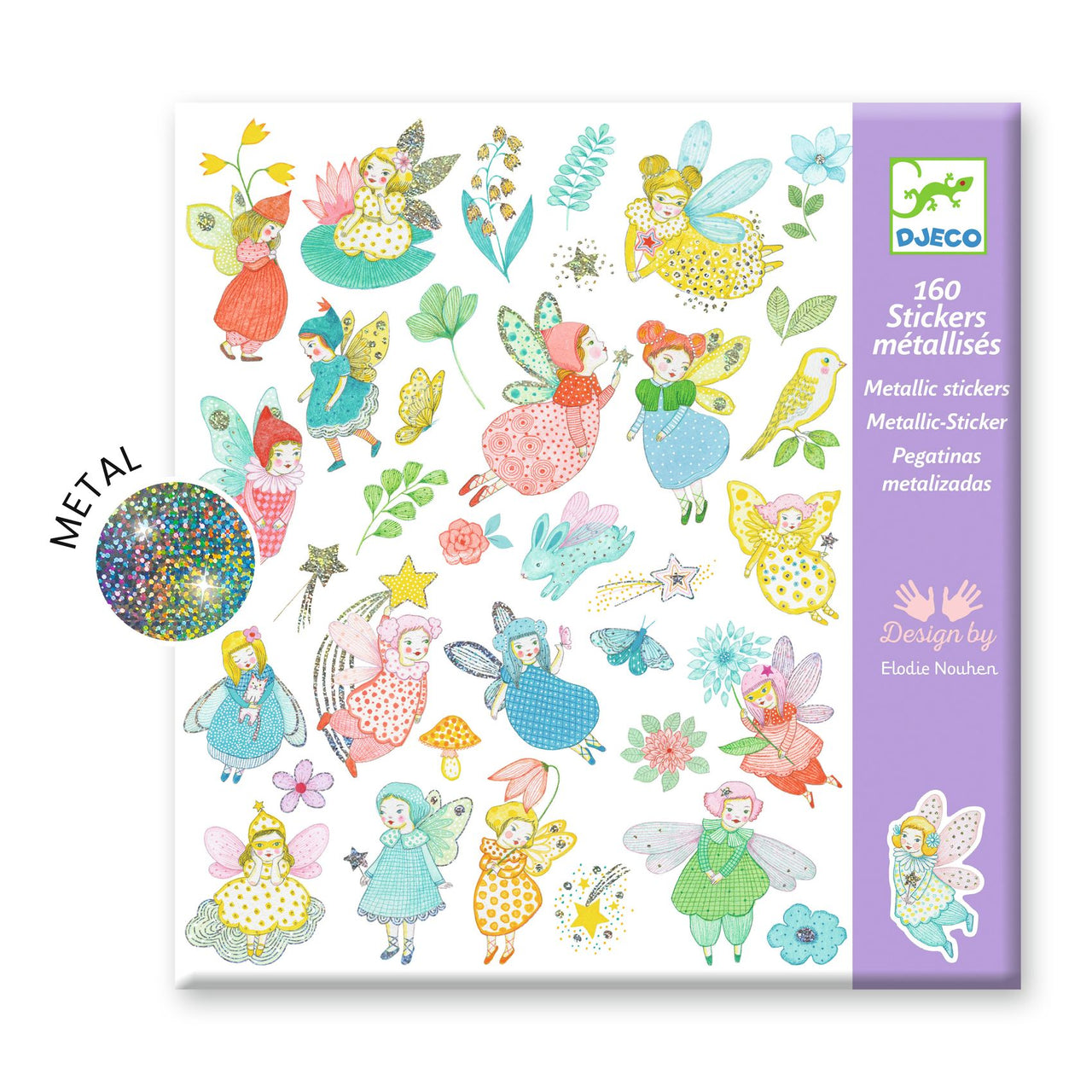 Djeco Klistermärken Sparkly Fairies (160st)
