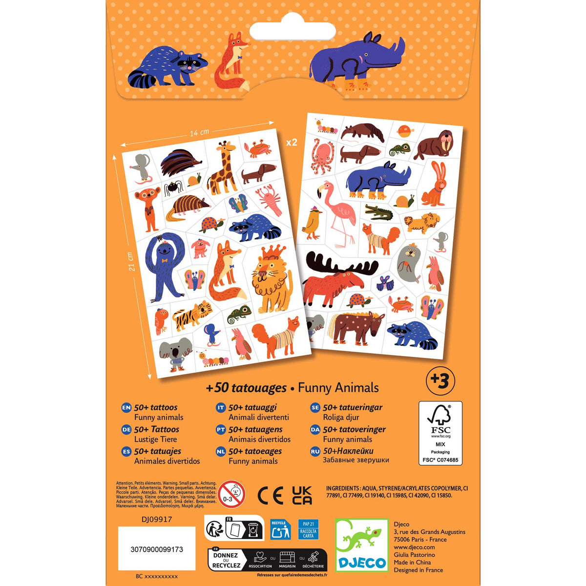 Djeco Tatueringar Funny Animals