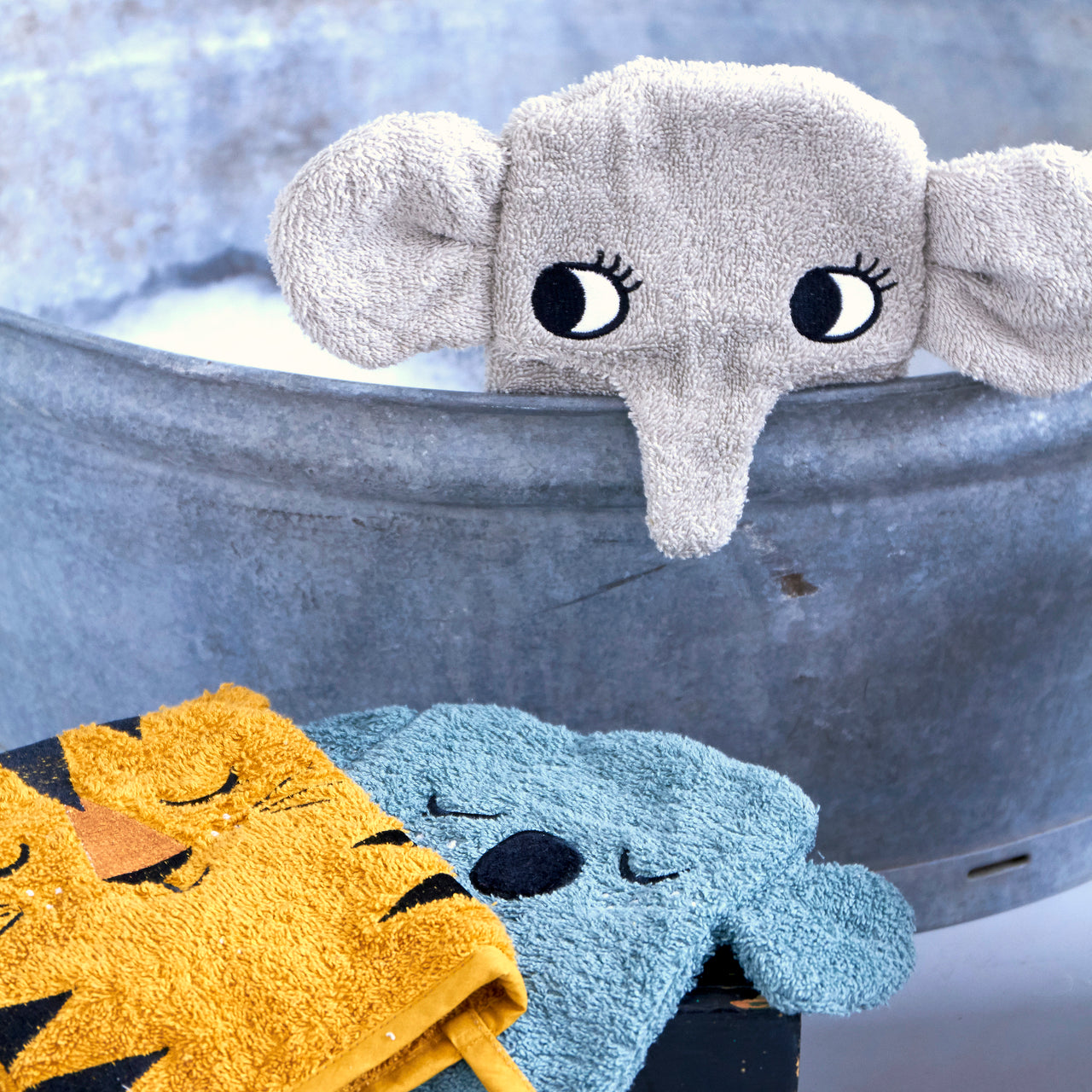 Tvättvantar Koala, Tiger & Elefant, 3-pack