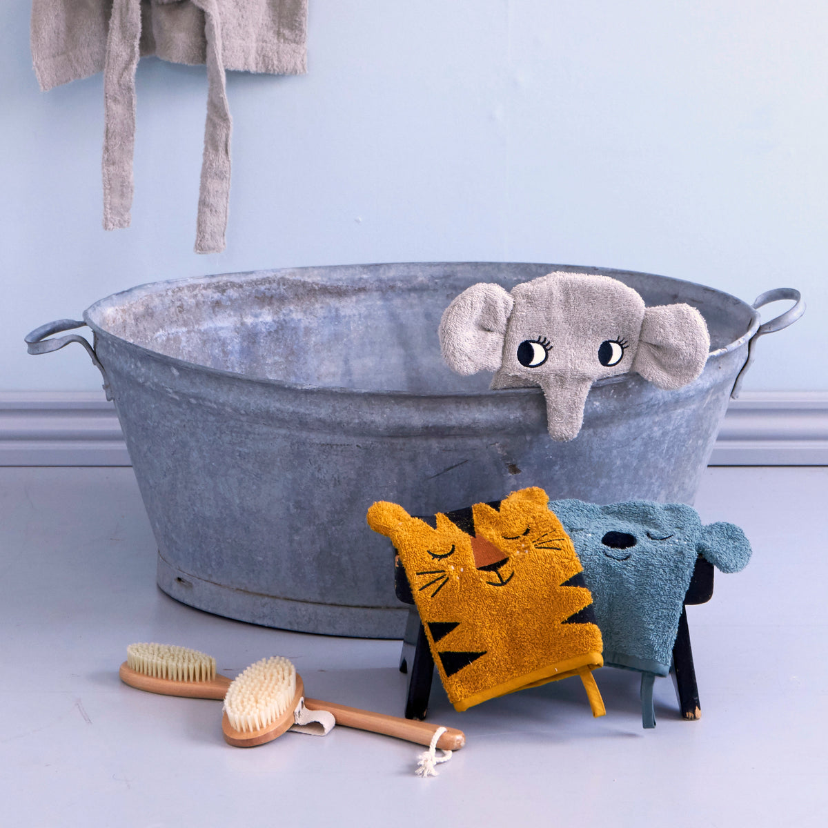 Tvättvantar Koala, Tiger & Elefant (3-pack)