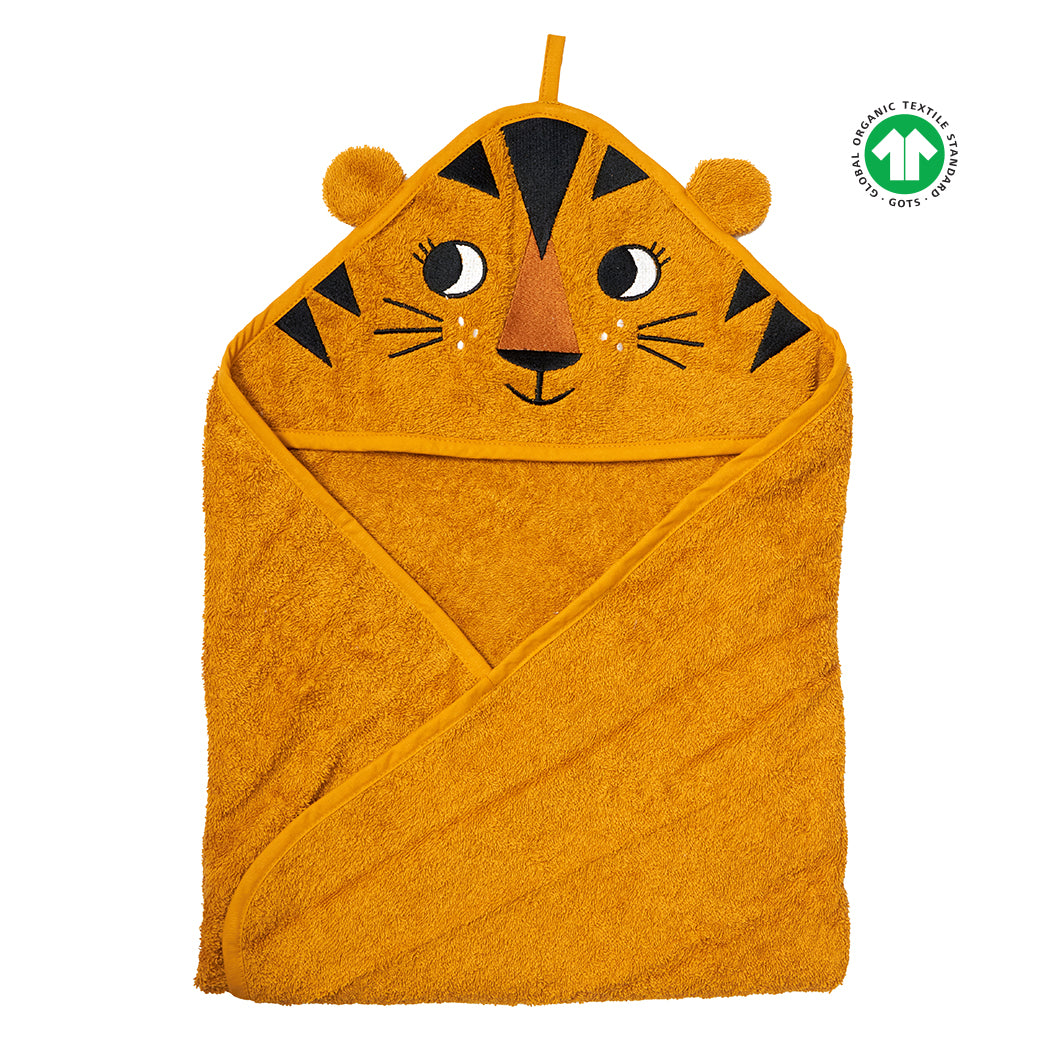 Handduk med huva - Tiger Ockra (72x72cm)
